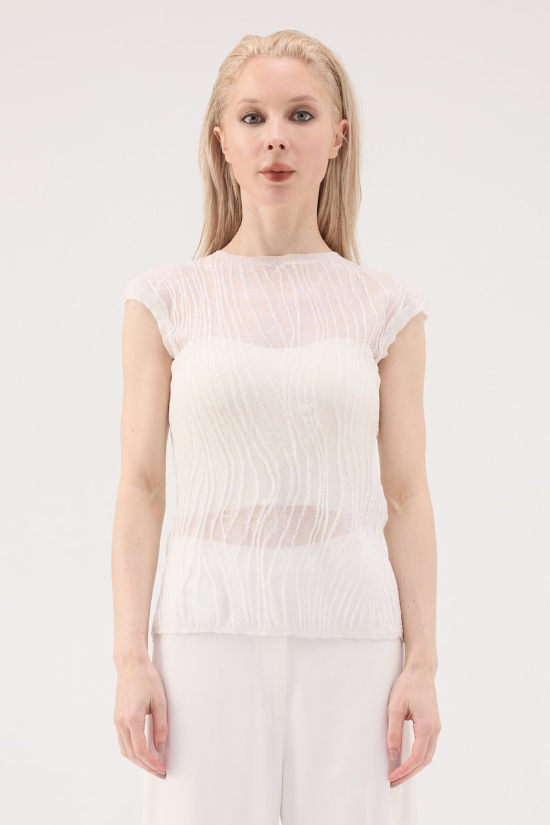 立体弧线平口上衣 - 白 - 女装背心 - 其他人造纤维 白色