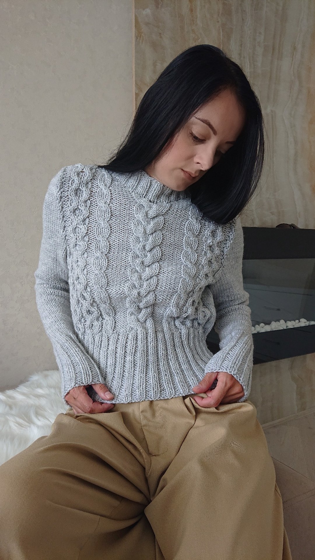 Wool turtleneck Cropped sweater Twist sweater Handmade sweater gray Pullover - 女装针织衫/毛衣 - 羊毛 