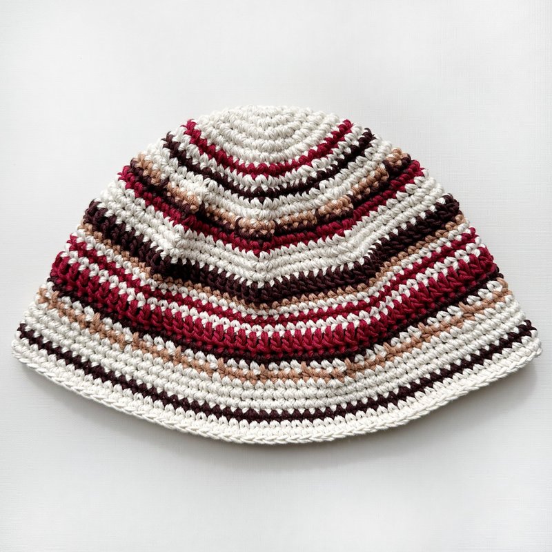 手作编织帽/毛线帽/渔夫帽/手工钩针帽/针织帽 - 帽子 - 棉．麻 红色