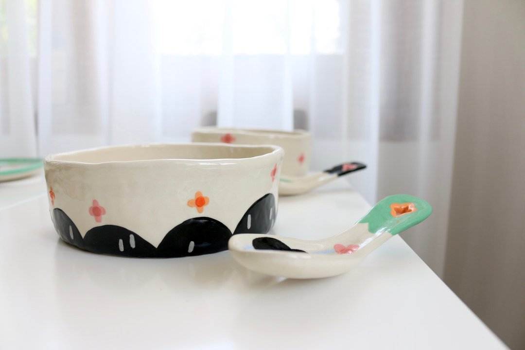 烤宽面条碗 - 盘子/餐盘/盘架 - 陶 黑色