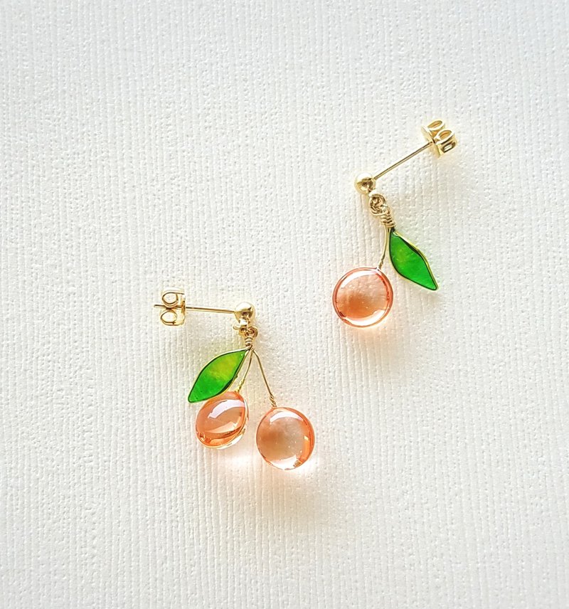 cherry さくらんぼのピアス or イヤリング - 耳环/耳夹 - 树脂 粉红色
