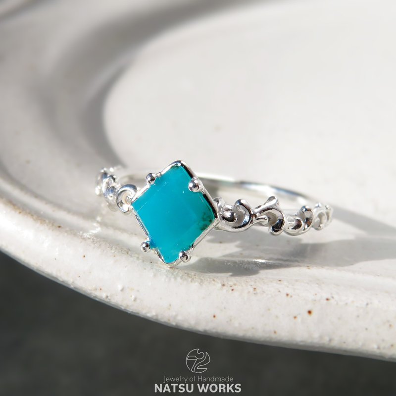 蓝铜矿玉髓 戒指 / Chrysocolla Chalcedony Ring 230 - 戒指 - 宝石 蓝色