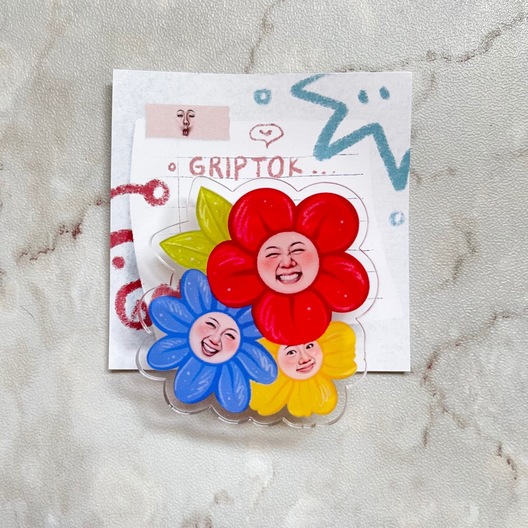 GRIPTOK :: Flowers funny face - 手机座/防尘塞 - 压克力 