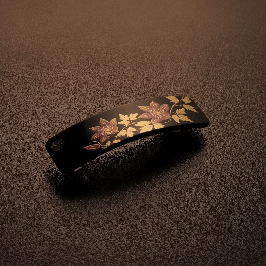 漆艺发夹 铁线莲 (Clematis) 山中漆器 莳绘发饰 发夹 - 发饰 - 其他材质 