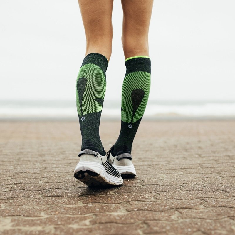 【ROCKAY】Vigor 长筒运动机能压缩袜 - Black/Lime - 运动配件 - 尼龙 黑色