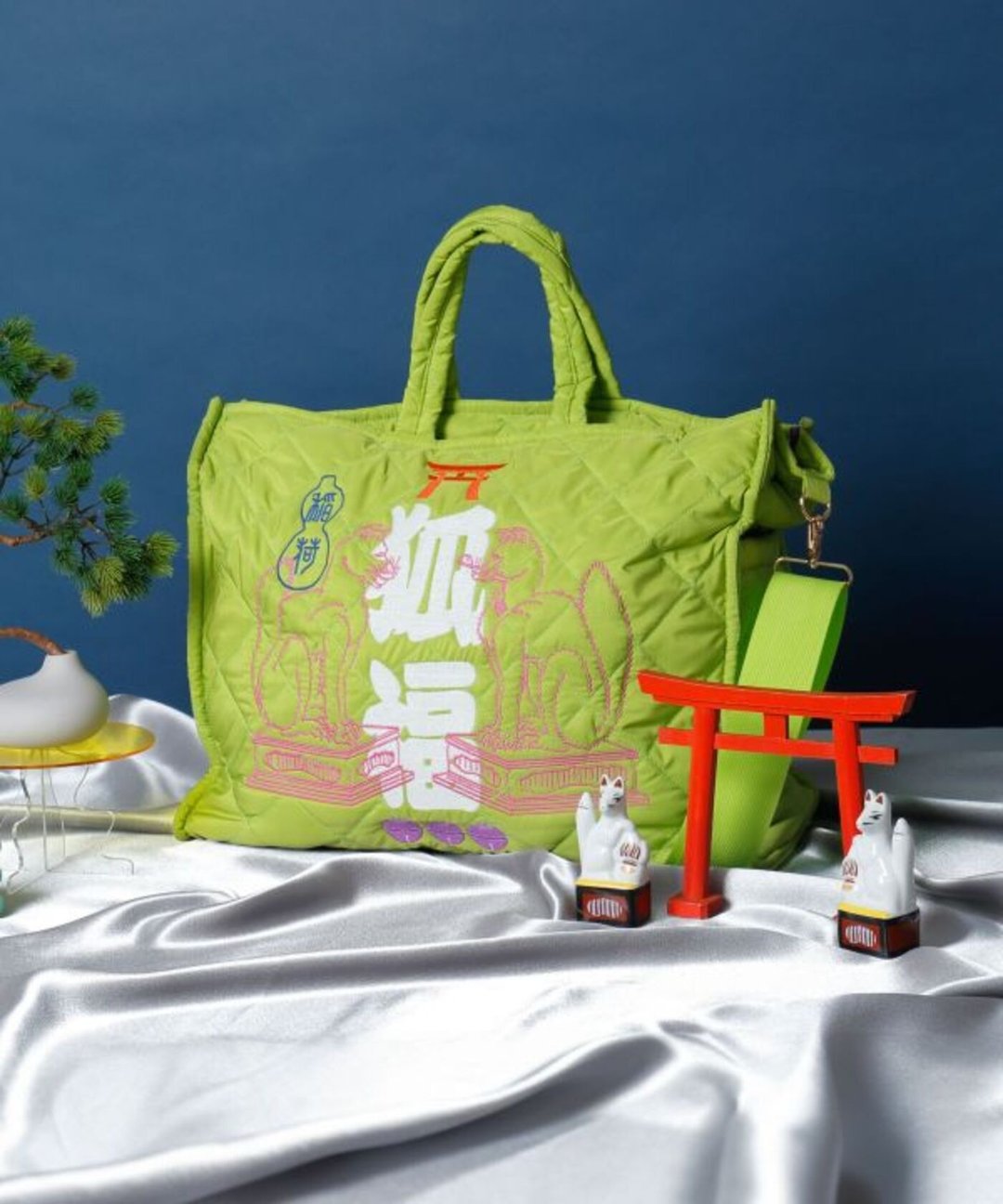 【热门预购】和风刺绣2WAY托特包 (3色) 7CRP5301 - 侧背包/斜挎包 - 其他材质 多色