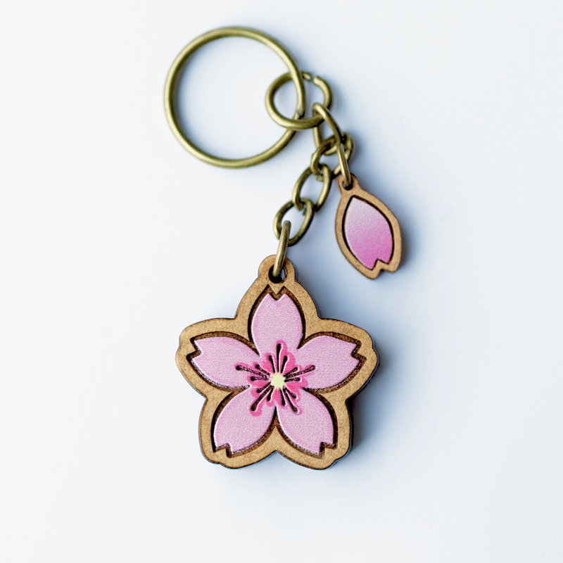 彩绘木制钥匙圈-樱花 - 钥匙链/钥匙包 - 木头 粉红色