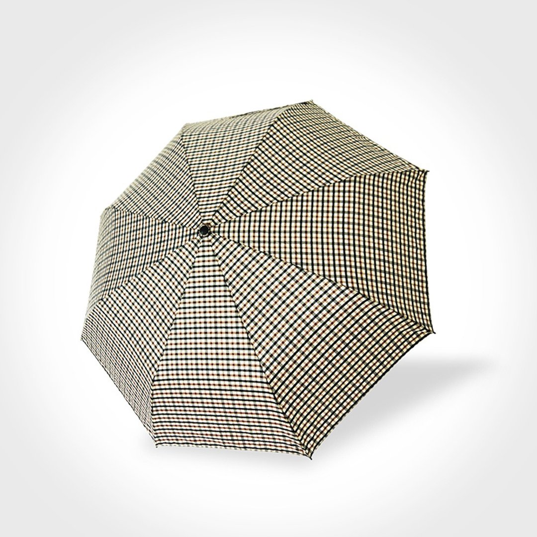 双龙英国风央带格纹易开收折伞秒收伞超拨水雨伞(米兰格) - 雨伞/雨衣 - 防水材质 卡其色