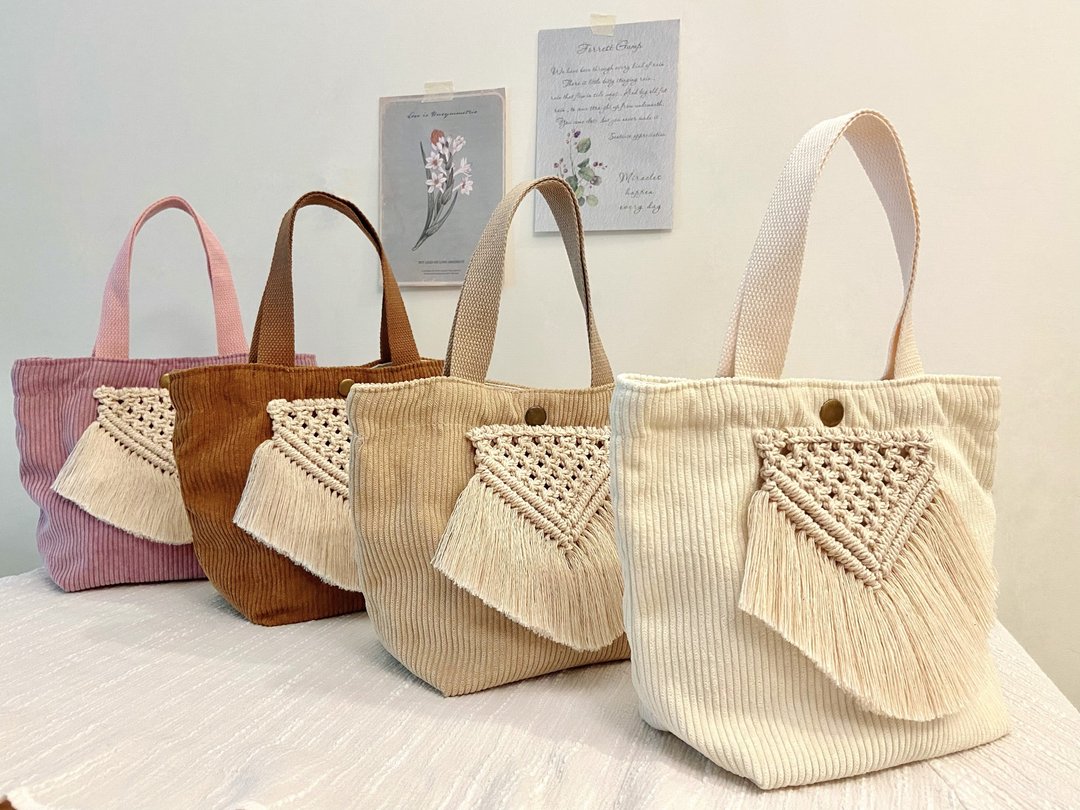 Macrame/日系小清新风/编织图腾手提包 - 手提包/手提袋 - 棉 多色
