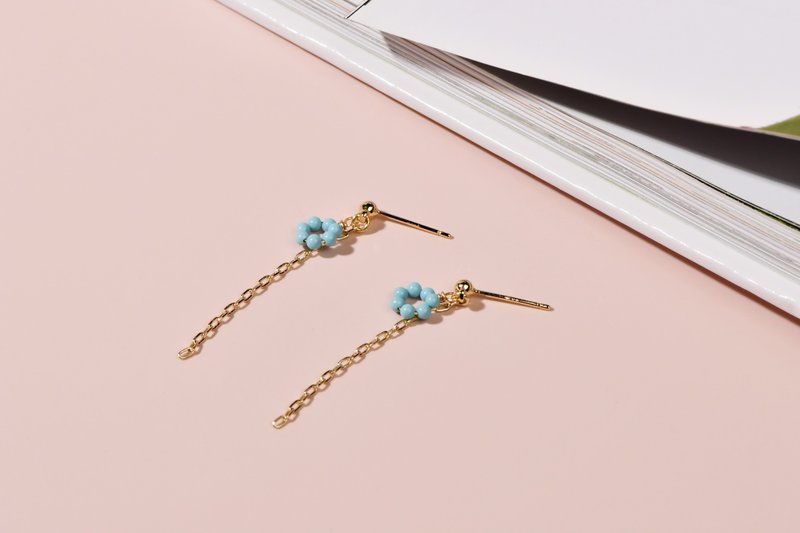 【JIEGEM】薄荷波堤耳环 / 土耳其石 - 耳环/耳夹 - 宝石 蓝色