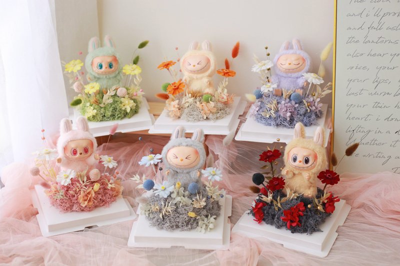 labubu 坐坐派对花礼.摆设.永生花. 干燥花 - 干燥花/捧花 - 植物．花 粉红色