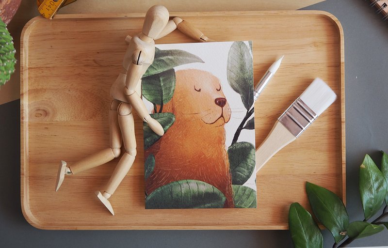 明信片 狗狗 叶子 - 卡片/明信片 - 纸 绿色