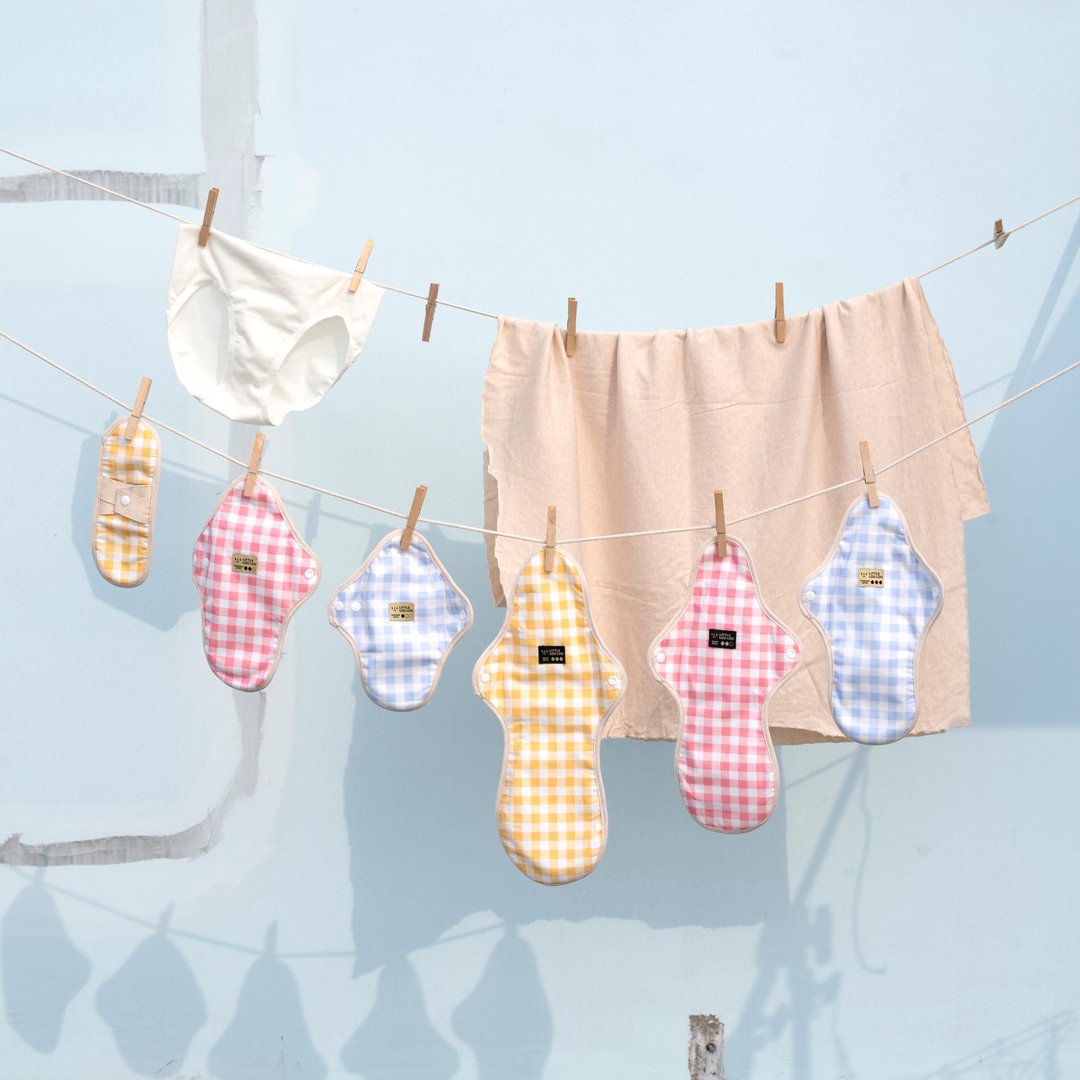 Loulou checkmate cloth pads set - 生理用品 - 棉 多色
