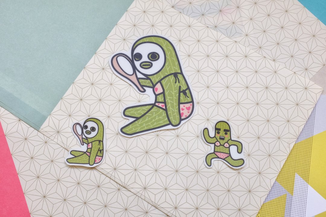 | 防水贴纸 | 仙人掌女孩 - 贴纸 - 纸 绿色