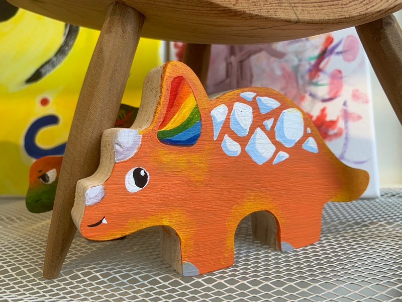 三角龙-彩绘积木DIY材料包 - 插画/绘画/写字 - 木头 咖啡色