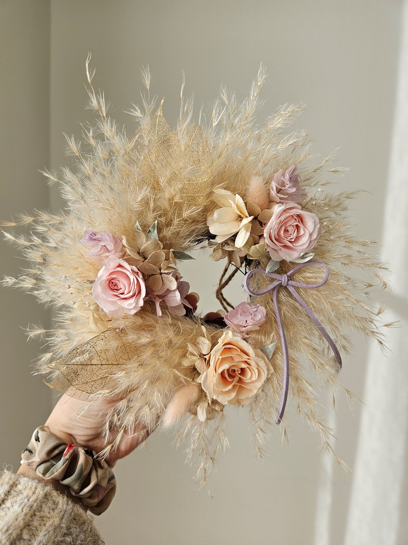 飘逸感芦苇小花圈 永生花圈 - 干燥花/捧花 - 植物．花 粉红色