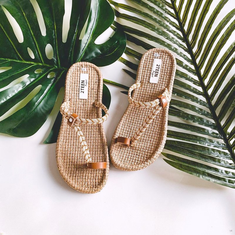 斜带凉鞋：Brown / Grey - 女款休闲鞋 - 橡胶 