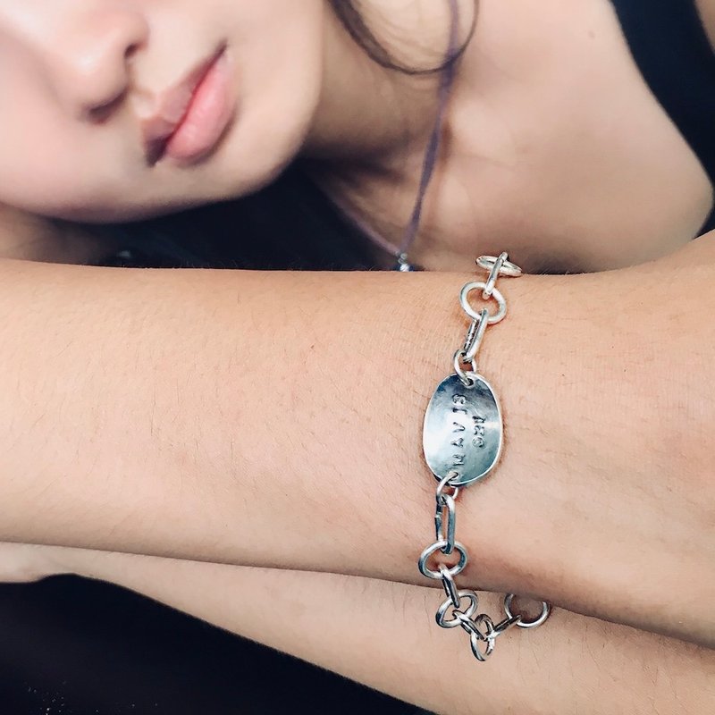 魔豆~青冶金工手作的诗纯银幸运手链,爱自己幸福中 - 手链/手环 - 纯银 