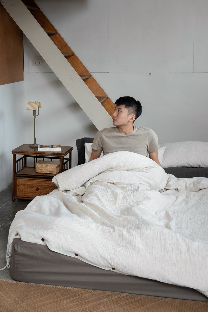 NEW 预购100%大麻乐眠四季皆宜寝具三件组//双层被加二枕 - 寝具 - 棉．麻 白色