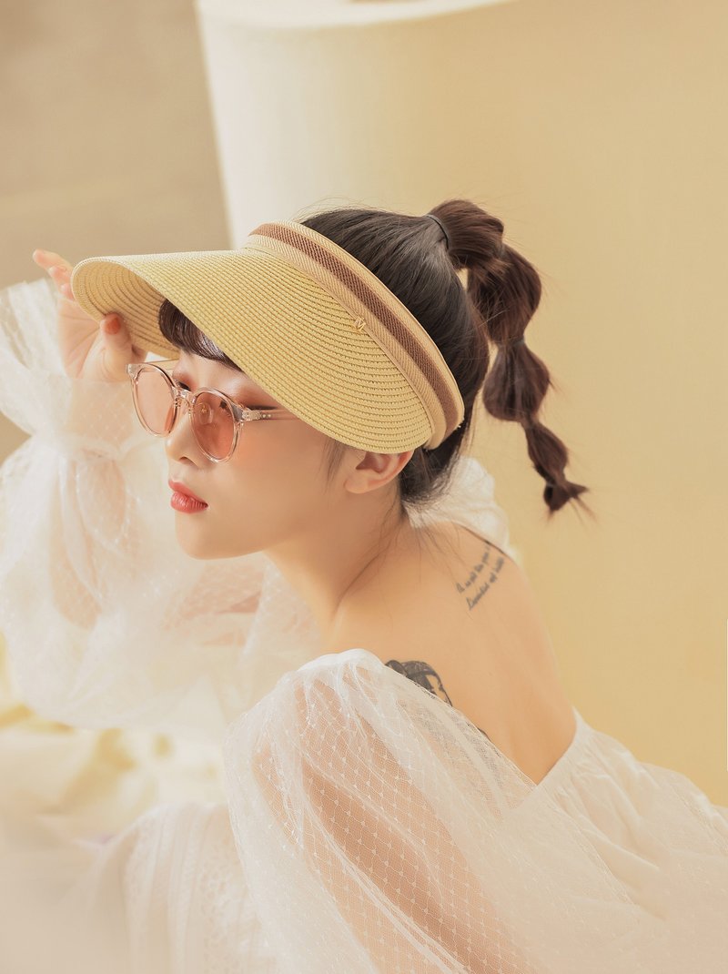 河畔风景。MUCHAT手作14KM字双色编织遮阳帽 - 帽子 - 聚酯纤维 白色