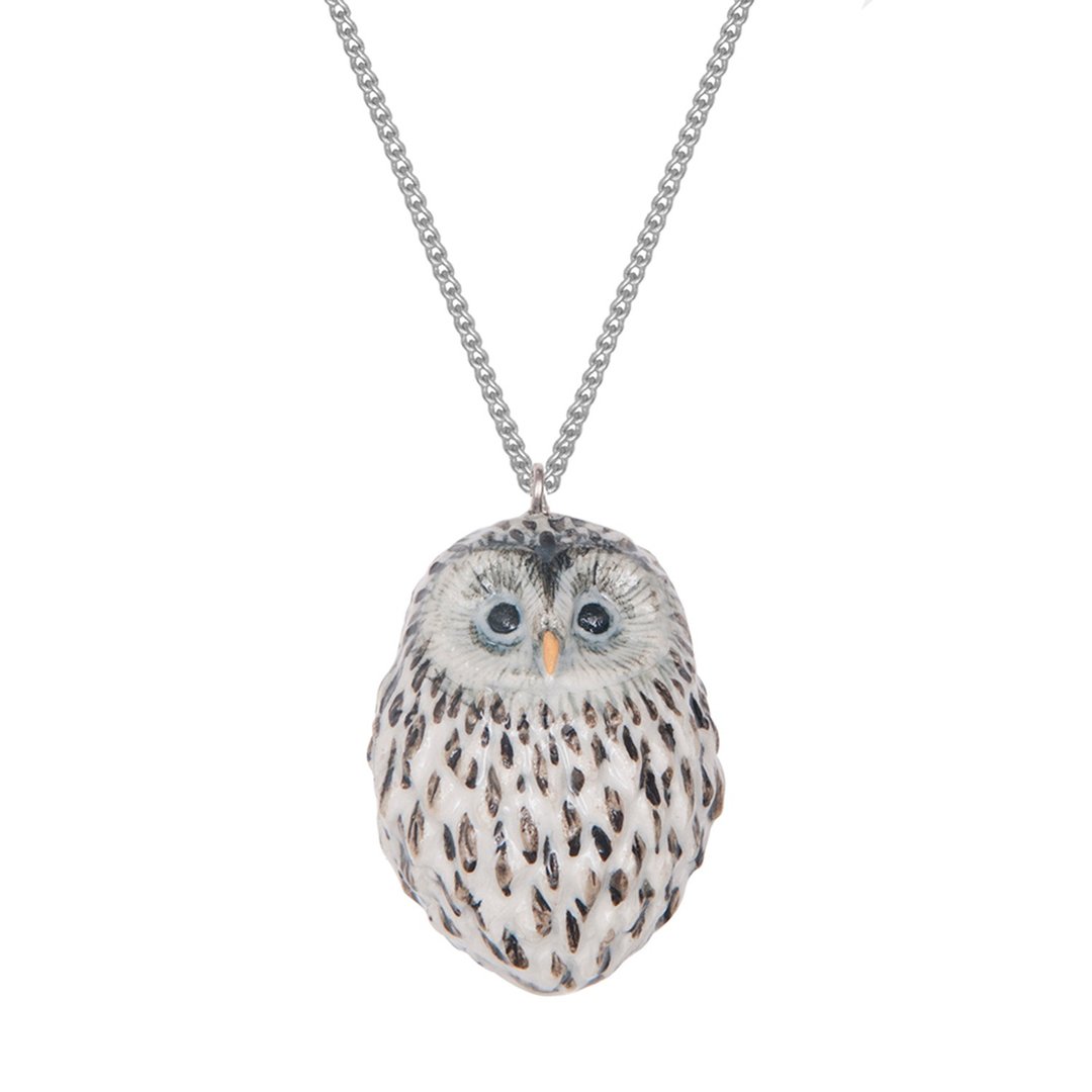 AndMary 手绘瓷项链-猫头鹰 礼盒包装 Baby Snow Owl - 项链 - 瓷 灰色