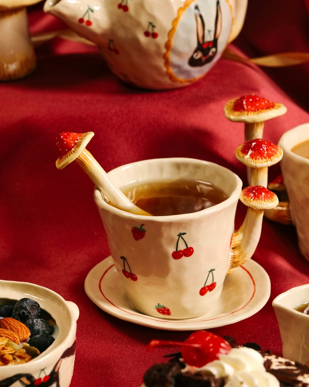蘑菇造型咖啡杯 (仅杯子) - 其他 - 陶 红色