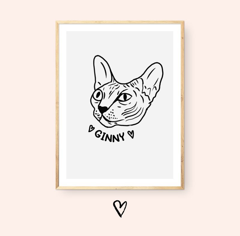 Custom cat portrait (DIGITAL FILE)  Funny handdrawn pet portrait - 订制画像 - 其他材质 白色