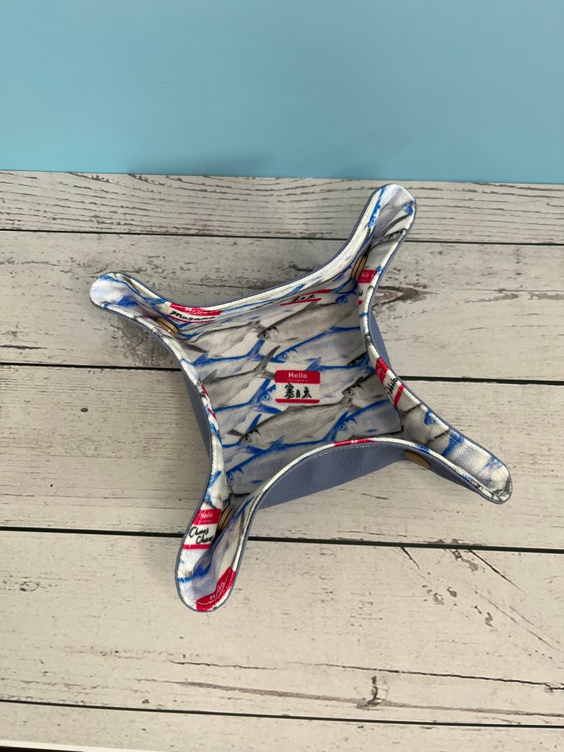 乌鱼子图纹收纳盘 台湾布 - 收纳用品 - 棉．麻 蓝色