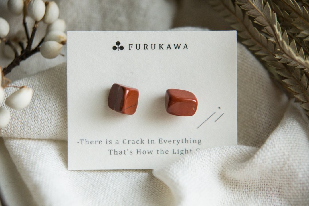 CRACK | 矿物系耳环 |  EARRINGS - 耳环/耳夹 - 玉石 红色