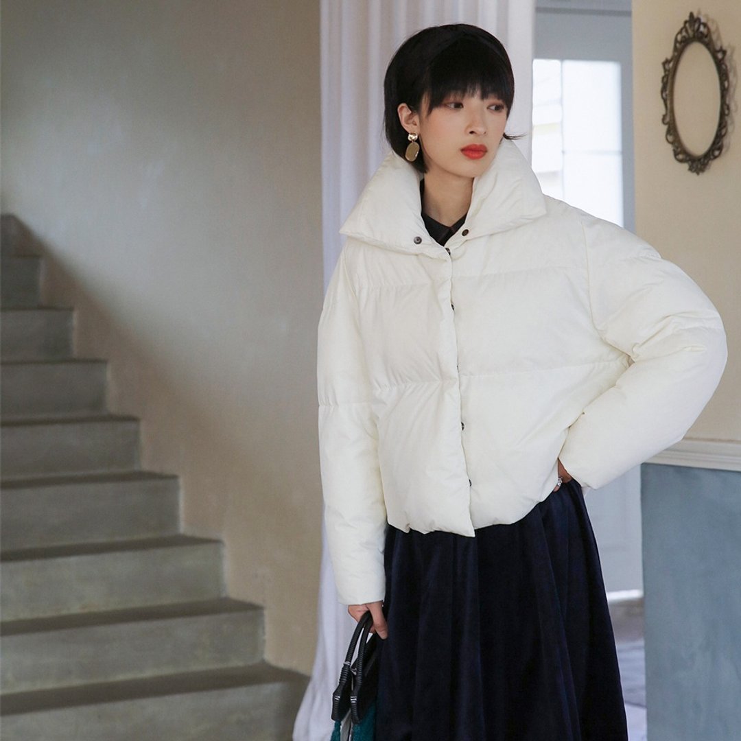 面包羽绒服-白色|羽绒服|外套|冬款|聚酯纤维+白鸭绒|Sora-427 - 女装休闲/机能外套 - 聚酯纤维 白色