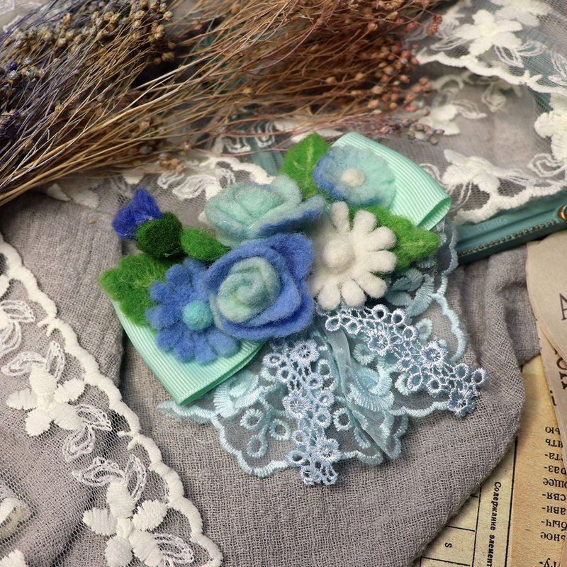 【羊毛毡】花草系列 女孩 / 少女 优雅蓝色系 发饰 - 发饰 - 羊毛 蓝色