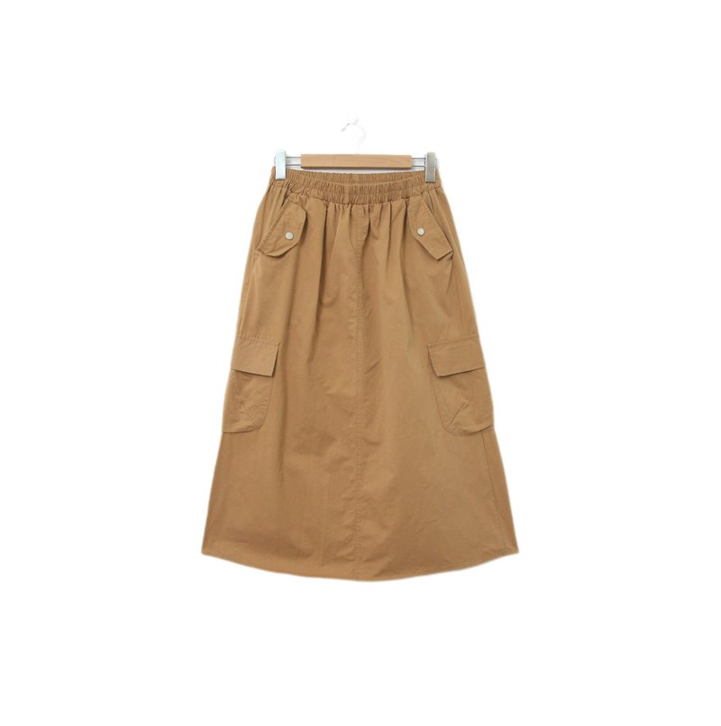 Back to Green-复古长裙 卡其工装 多口袋 M-02// vintage skirt - 裙子 - 棉．麻 