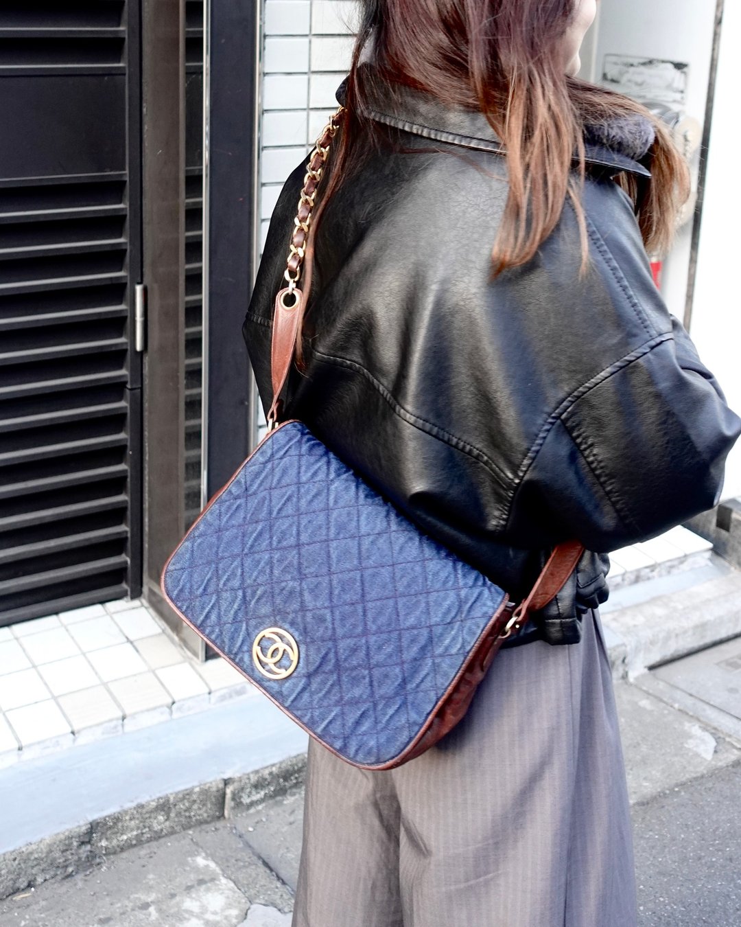 中古包 CHANEL 香奈儿 圆环牛仔朱古力 Crossbody - 侧背包/斜挎包 - 棉 蓝色