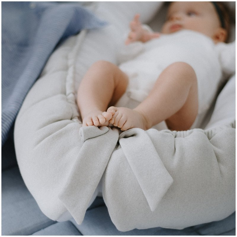 Shiny White Muslin Baby Girl Nest - 婴儿床上用品 - 棉．麻 银色