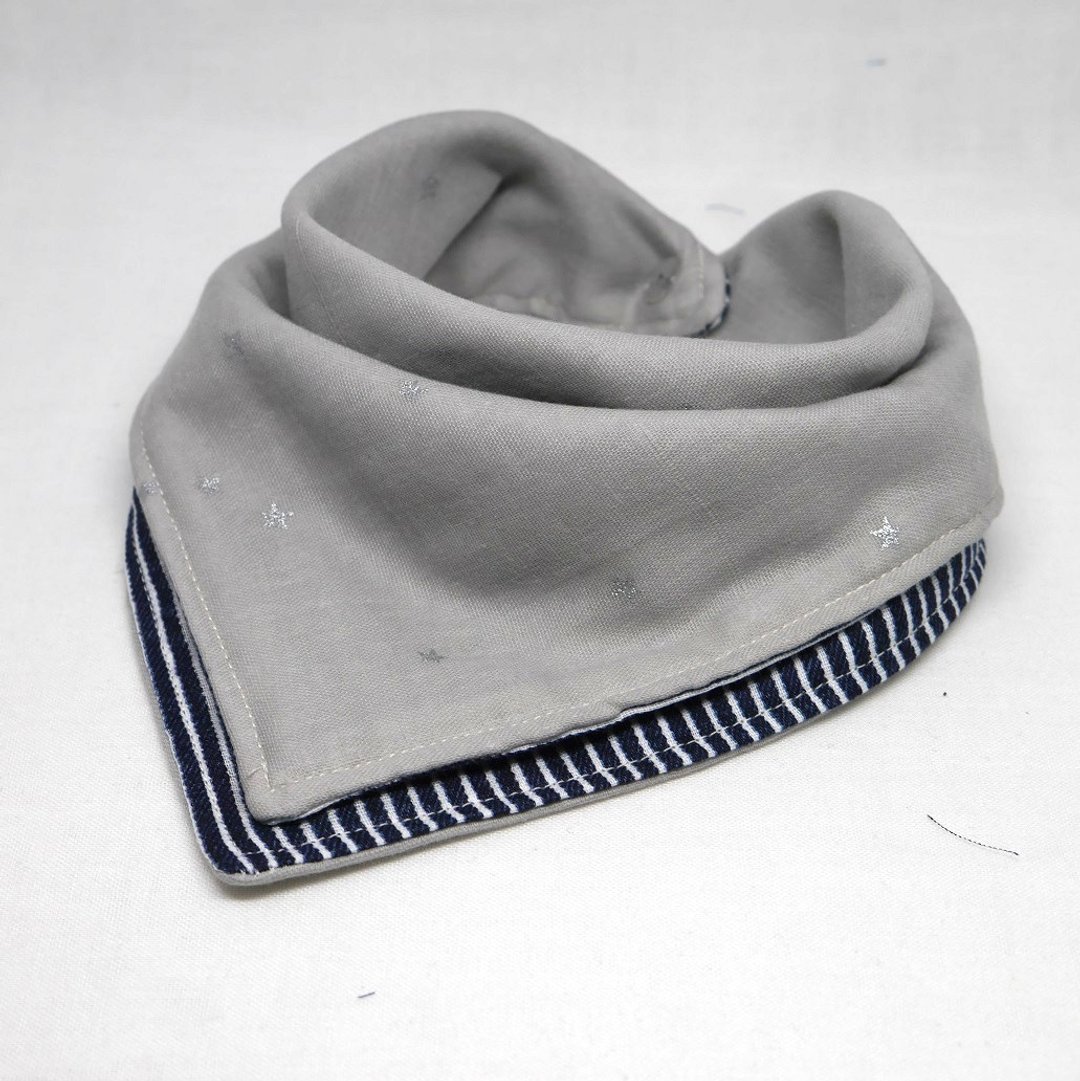 Japanese Handmade 6-layer-gauze Baby Bib - 围嘴/口水巾 - 棉 灰色