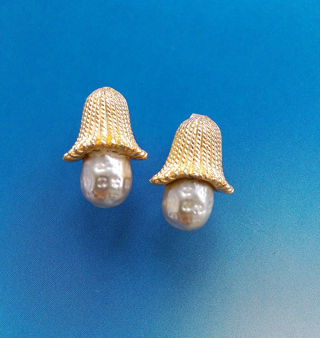 Vintage Jewelry SARAH COV Fashion Parade 夹式耳环 - 耳环/耳夹 - 其他材质 金色