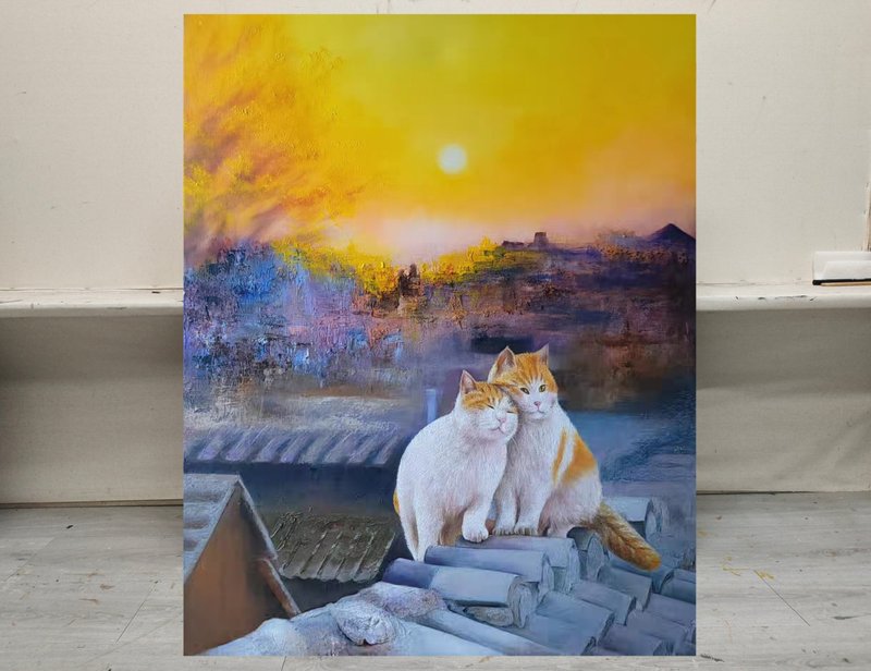 精致手绘油画  瓦上喵  独一无二 - 海报/装饰画/版画 - 棉．麻 多色