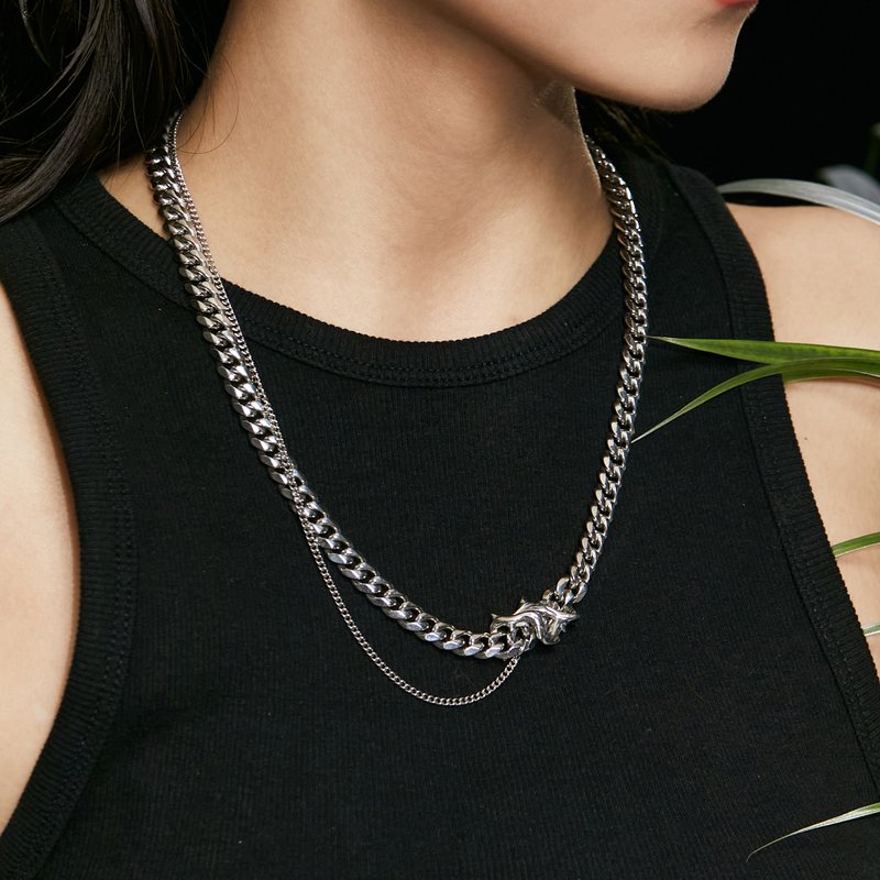 【圣诞礼物】DISSOLVE情侶荆棘造型古巴项链 I 可调节 I 支持客制 - 项链 - 不锈钢 银色