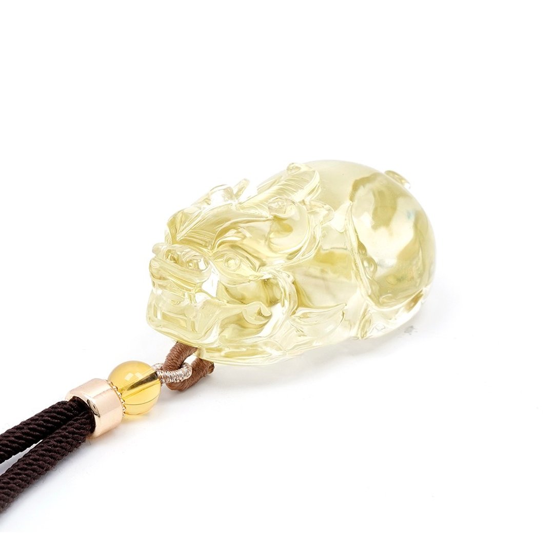 【正佳珠宝】黄水晶 顶级冰质 招财貔貅 50g 黄水晶吊坠 - 项链 - 半宝石 多色