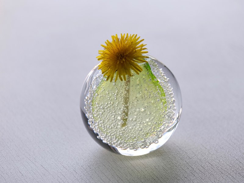 泡の一輪挿し　レモンイエロー - 花瓶/陶器 - 玻璃 绿色