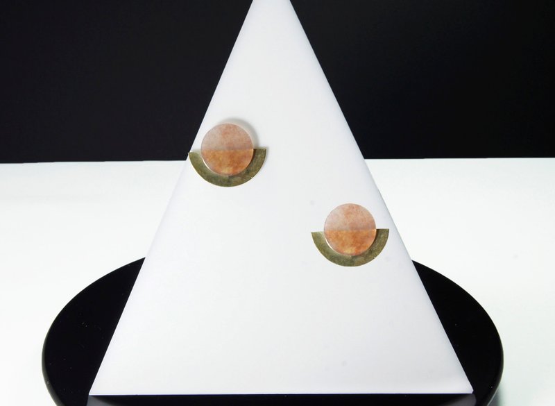 金铜透光弯月球 - 耳环/耳夹 - 宝石 金色