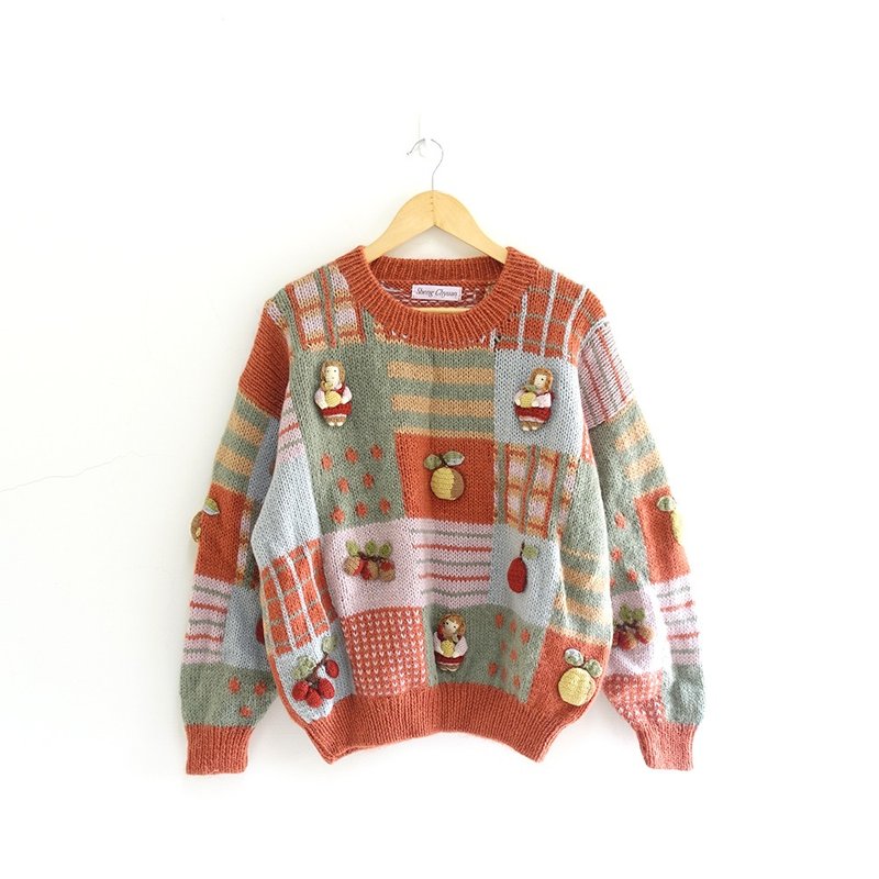 │Slowly│立体.野餐女孩-古着毛衣│vintage.复古.文艺. - 女装针织衫/毛衣 - 羊毛 多色