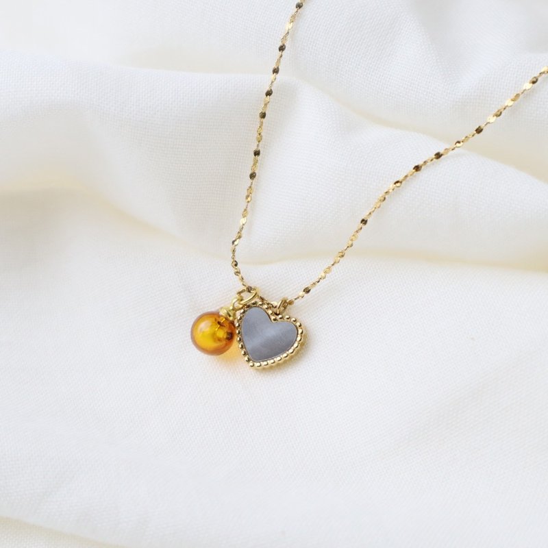 【ScentMûes森缪斯】~轻奢风~ 天然母贝扩香项链-甜美爱心款 - 项链 - 贝壳 