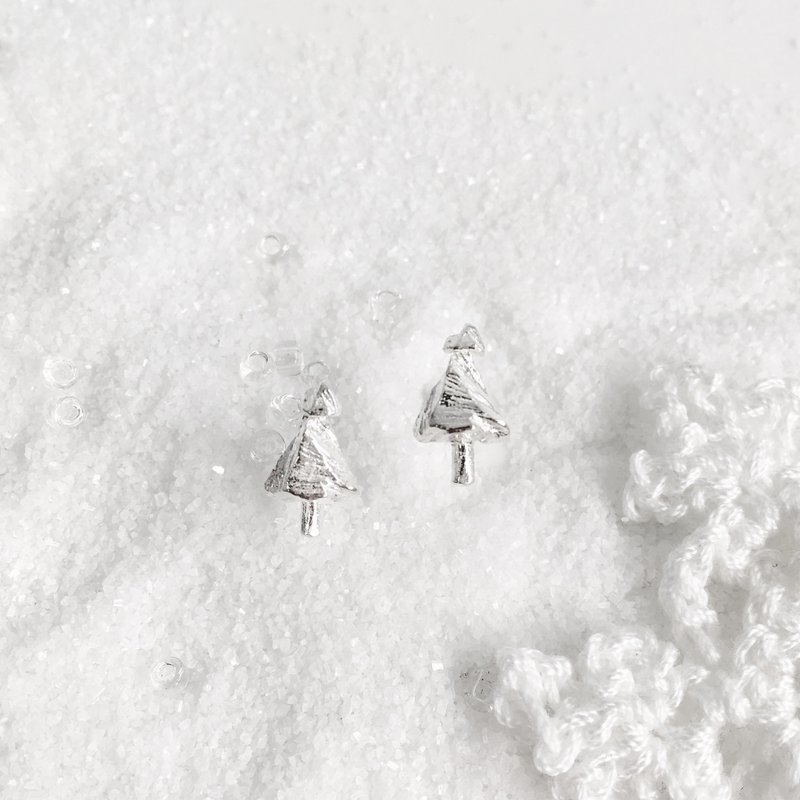 小树耳针 Tree Earring 925纯银 - 耳环/耳夹 - 其他金属 银色