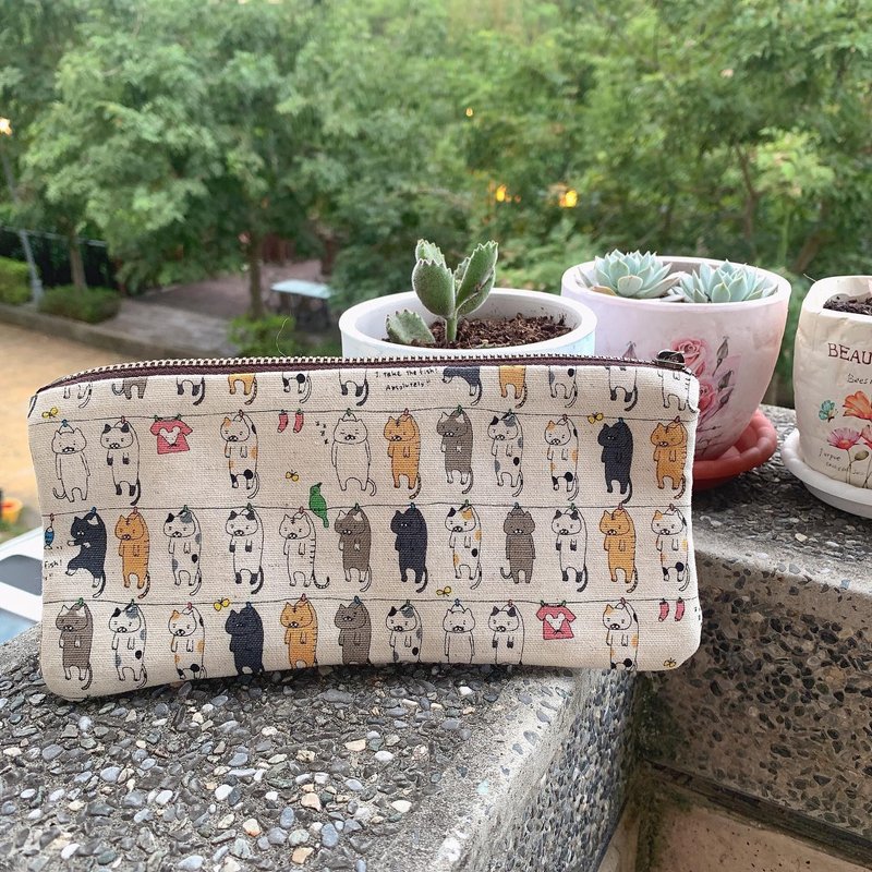 猫咪拼布手作笔袋,钱包 - 铅笔盒/笔袋 - 棉．麻 