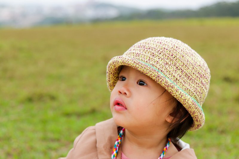 儿童圆顶小棉帽-奶油黄 - 婴儿帽/发带 - 棉．麻 黄色