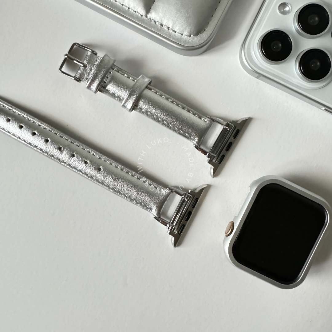 Apple Watch | 订制感 | 正银色极简软真皮表带 - 表带 - 不锈钢 