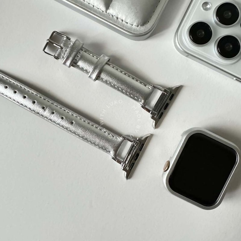 Apple Watch | 订制感 | 正银色极简软真皮表带 - 表带 - 不锈钢 