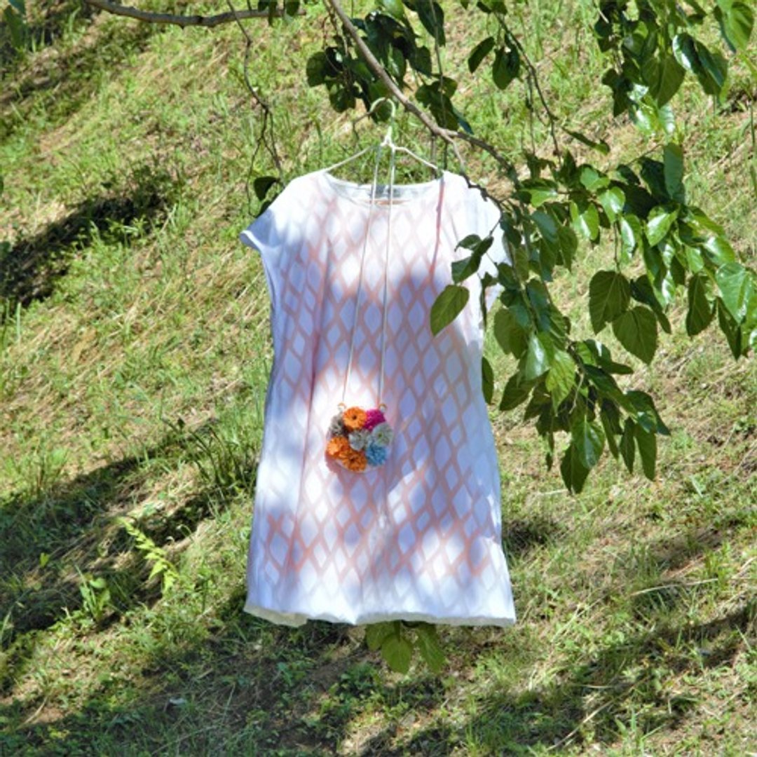Go out with a bouquet Balloon dress, orange - 洋装/连衣裙 - 棉 白色