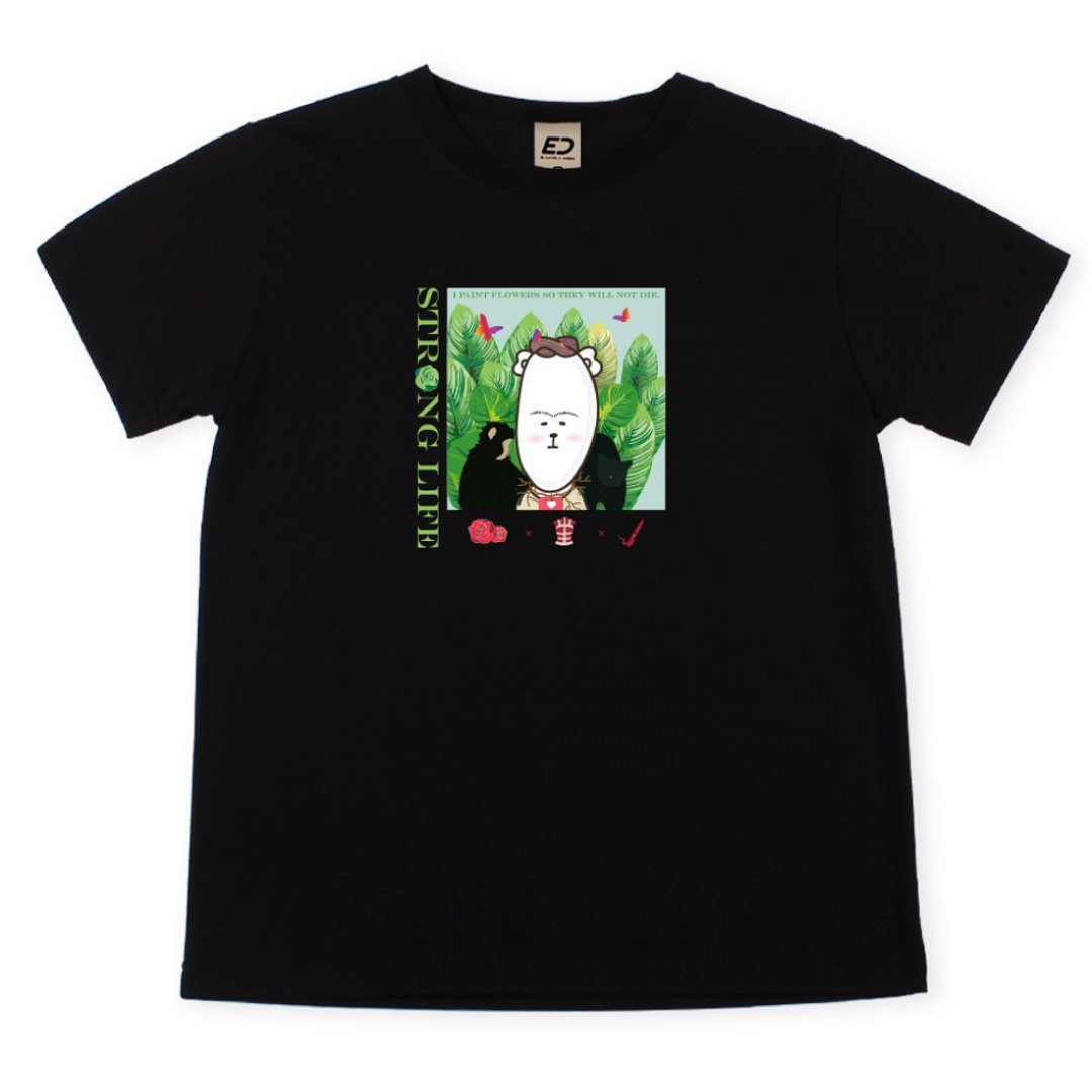 订购【台丸 vs 名画】卡萝  短 T/女上衣/男 T 恤/T-Shirt/中性 T 恤 - 女装 T 恤 - 棉 黑色